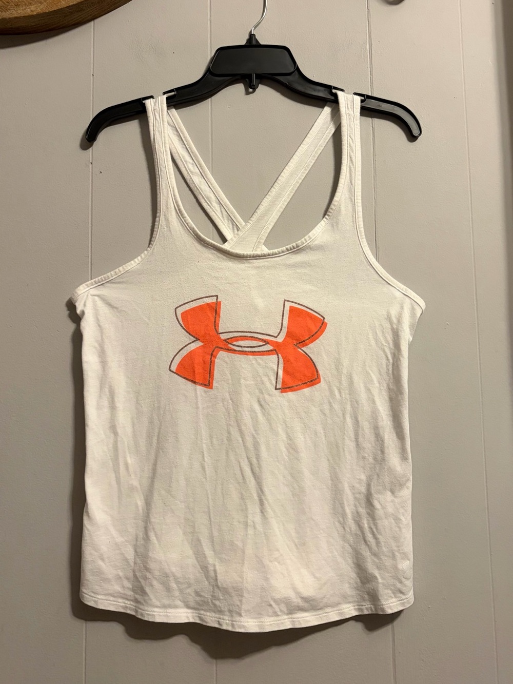 Under Armour White Tank Top with Orange Logo